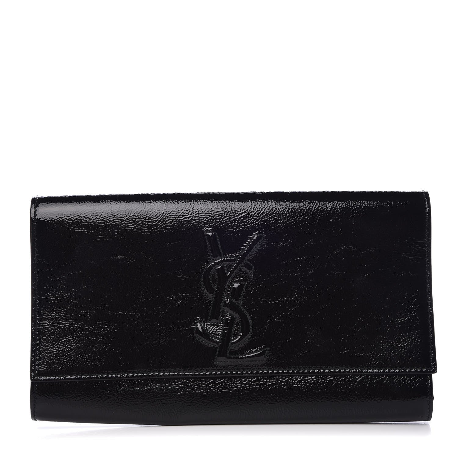 Saint Laurent Textured Patent Monogram Large Belle De Jour Clutch Black 1 of 7