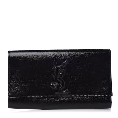 Saint Laurent Textured Patent Monogram Large Belle De Jour Clutch Black 1 of 7