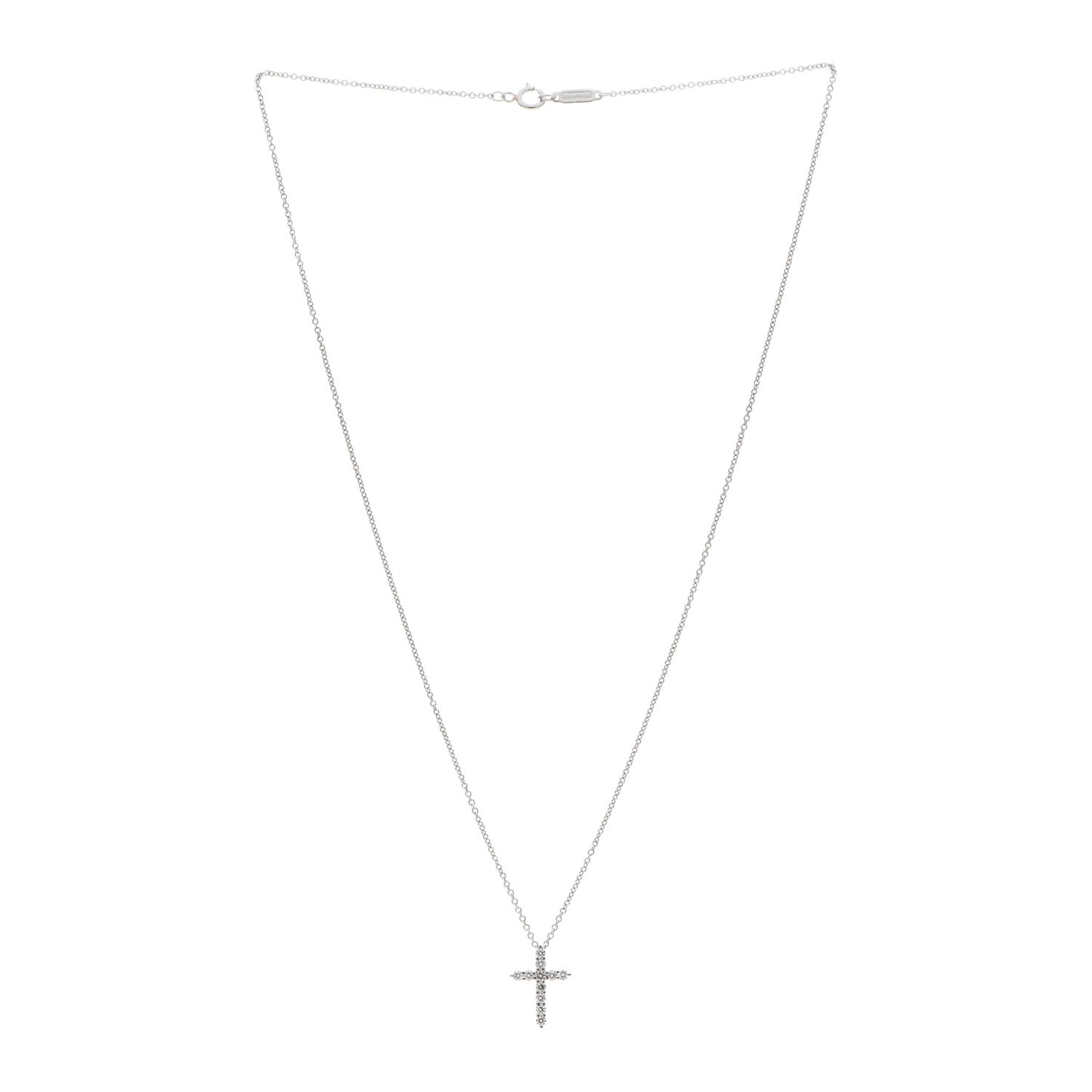 Platinum Diamond Mini Cross Pendant Necklace