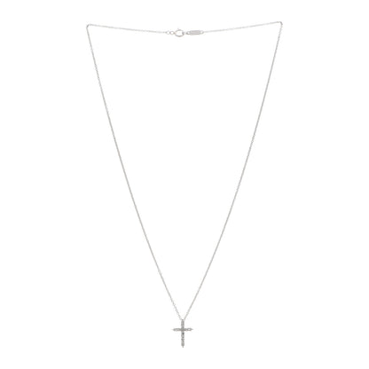Tiffany Platinum Diamond Mini Cross Pendant Necklace 3 of 5