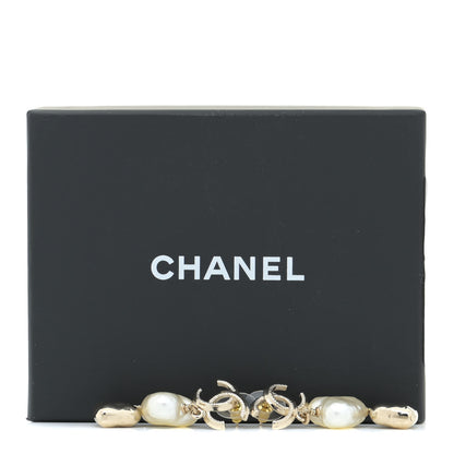 Chanel Pearl CC Double Heart Drop Earrings Gold 5 of 5