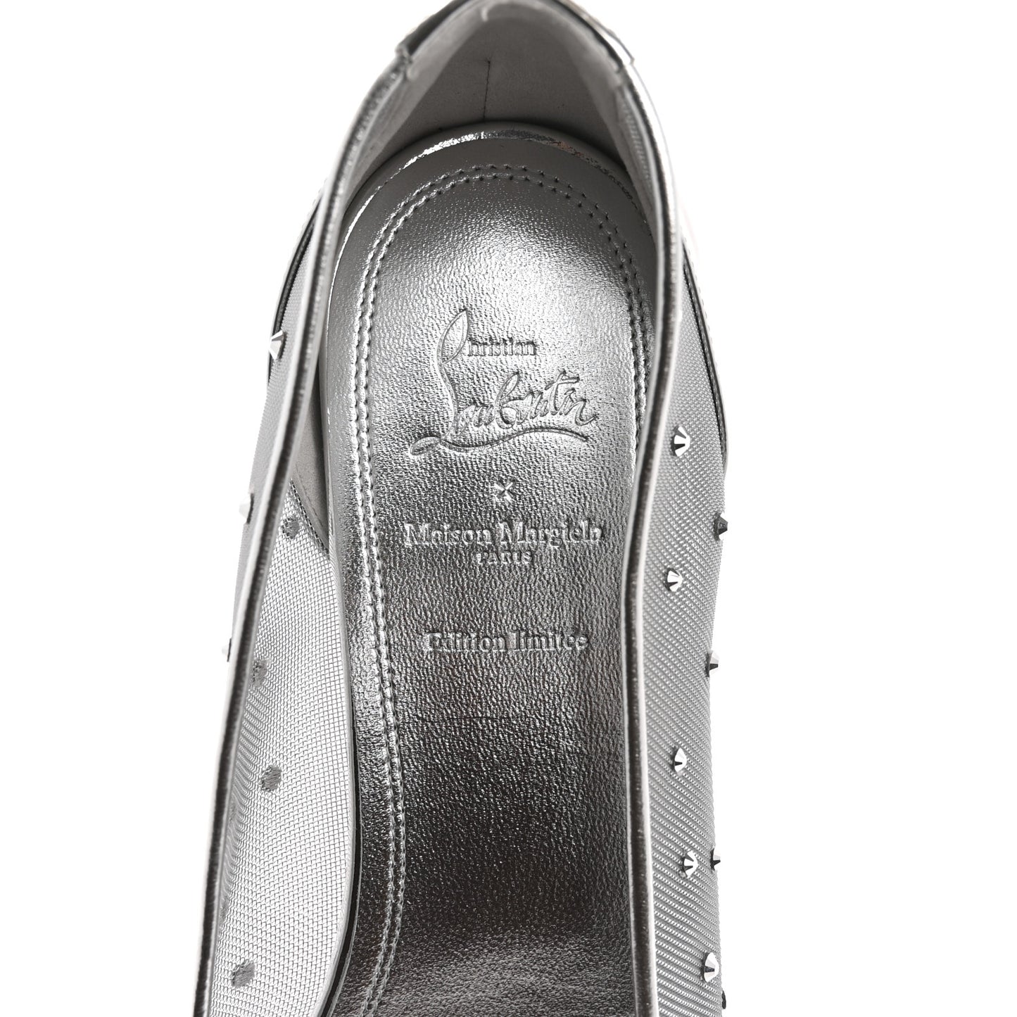 X MAISON MARGIELA Rete Glitter Specchio Marlougiela Strass Tabi Flats 40 Silver