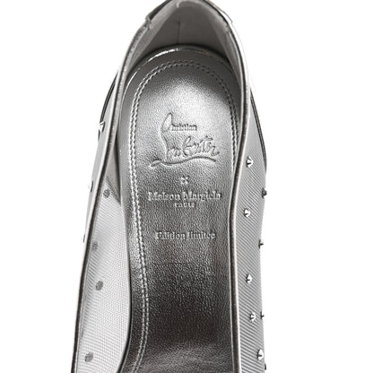 Christian Louboutin X MAISON MARGIELA Rete Glitter Specchio Marlougiela Strass Tabi Flats 40 Silver 7 of 9