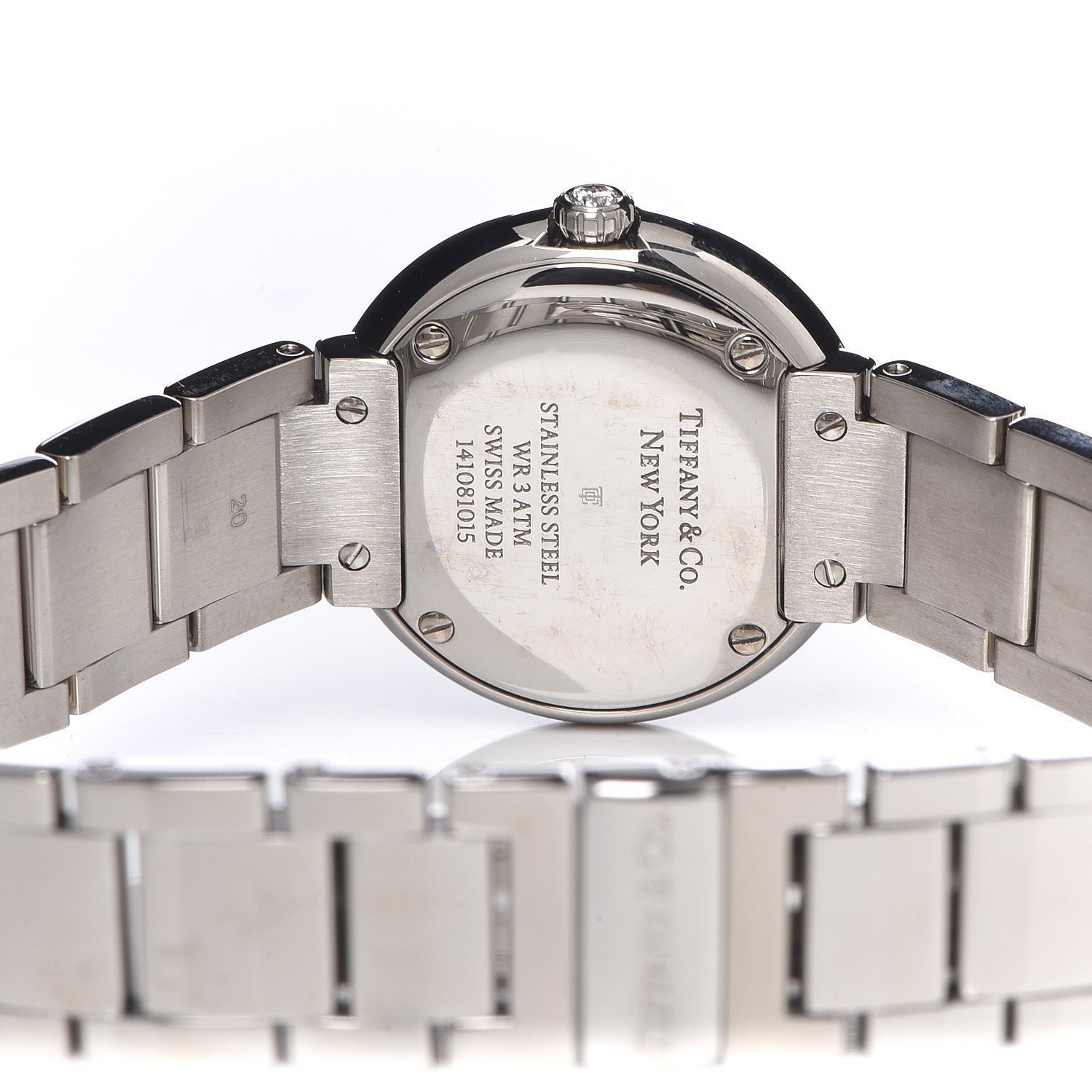 Tiffany Stainless Steel Diamond Bezel 24mm Atlas 2-Hand Quartz Watch Ice Blue 5 of 6