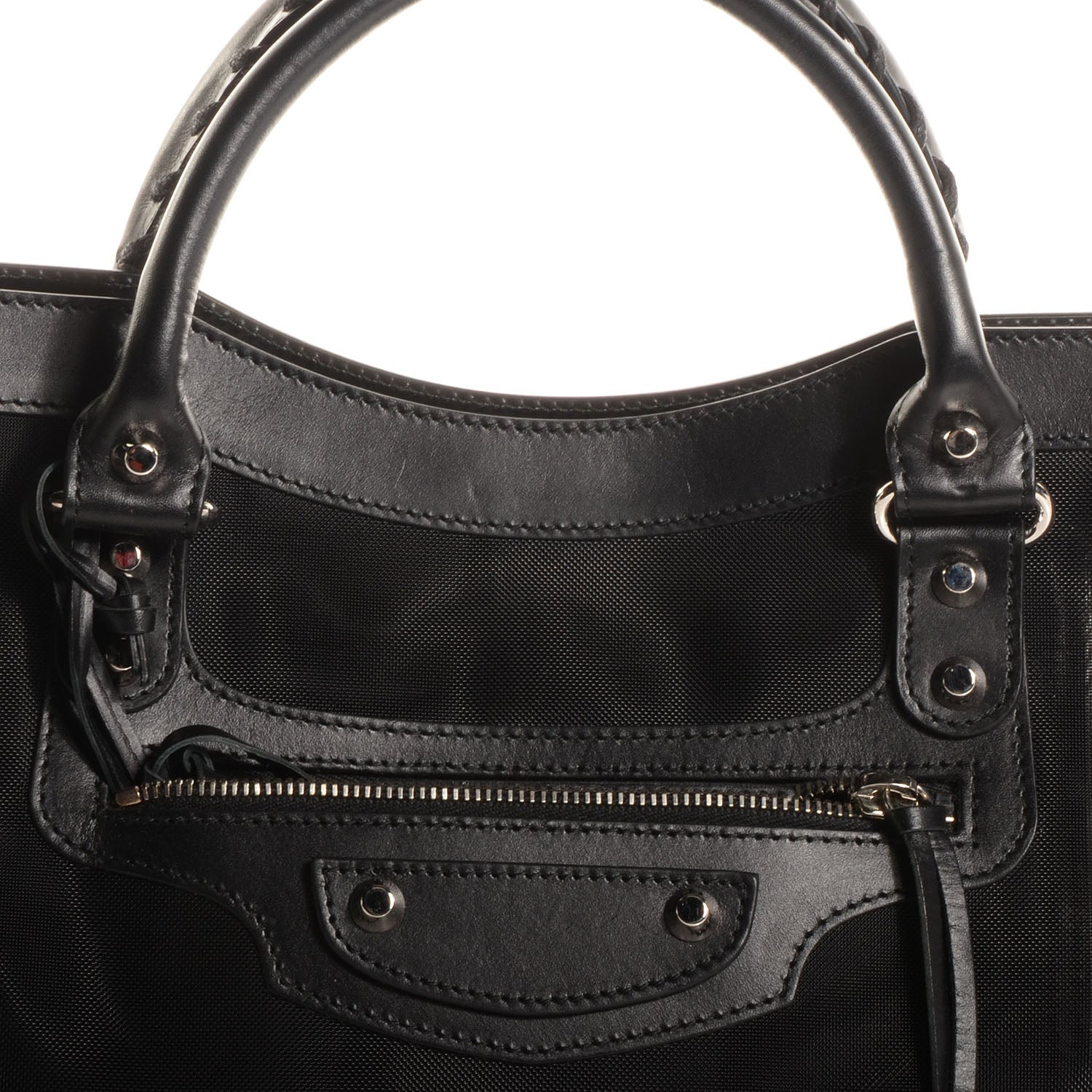 Balenciaga Calfskin Mesh City Black 10 of 11