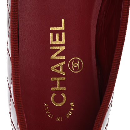 Chanel Patent Quilted Cap Toe CC Ballerina Flats 35.5 Red 7 of 12