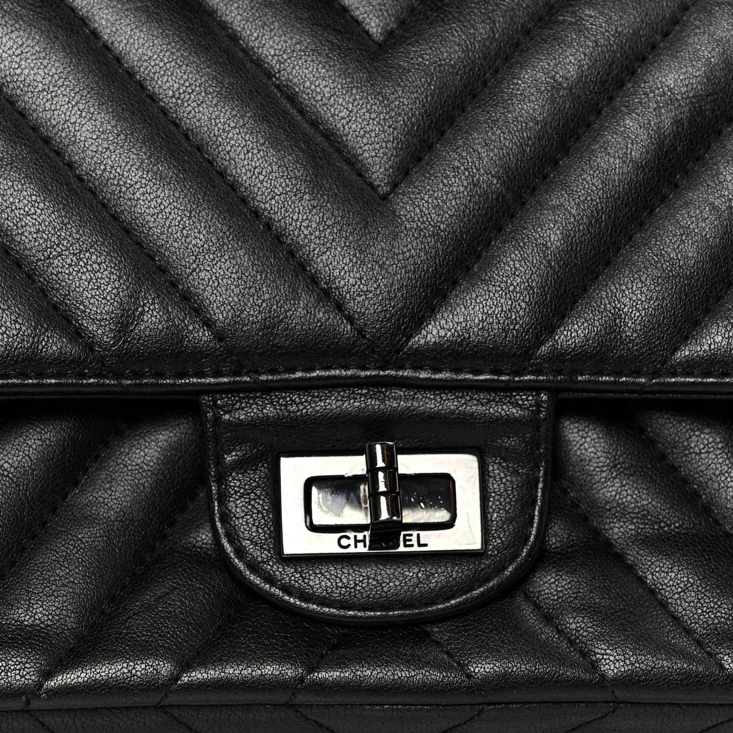 Sheepskin Chevron Quilted 2.55 Reissue 225 Double Flap So Black