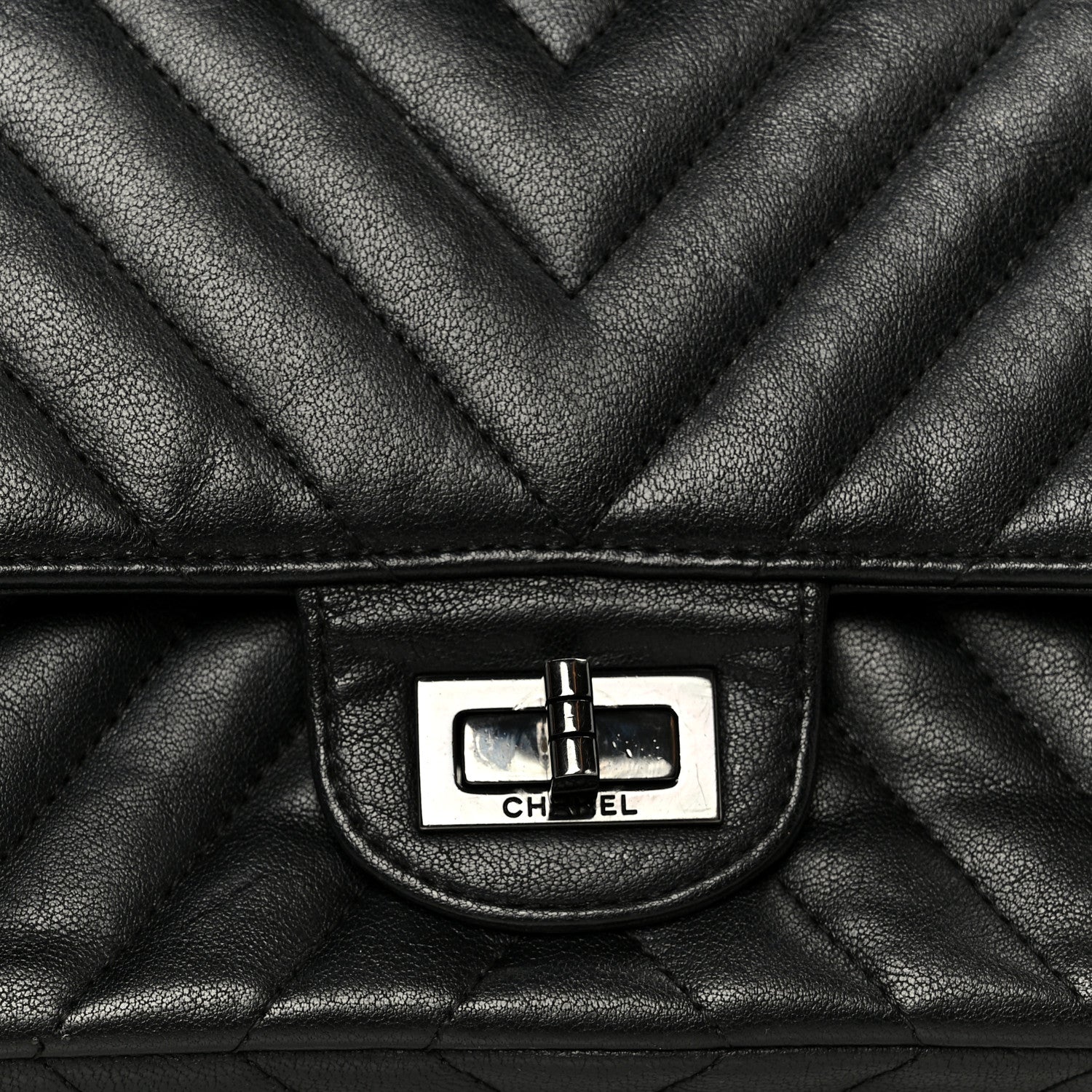 Chanel Sheepskin Chevron Quilted 2.55 Reissue 225 Double Flap So Black 8 of 10