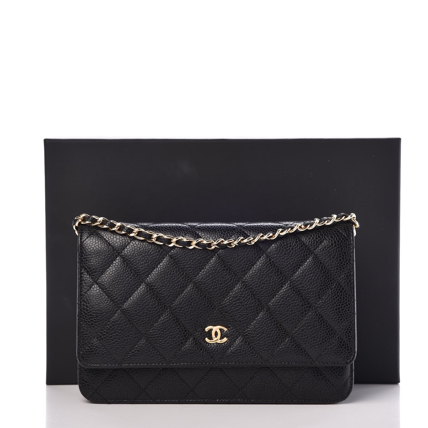 Caviar Quilted Wallet On Chain WOC Black