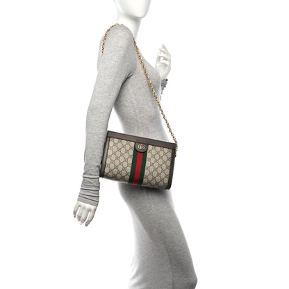 Gucci GG Supreme Monogram Web Small Ophidia Chain Shoulder Bag Brown 2 of 11