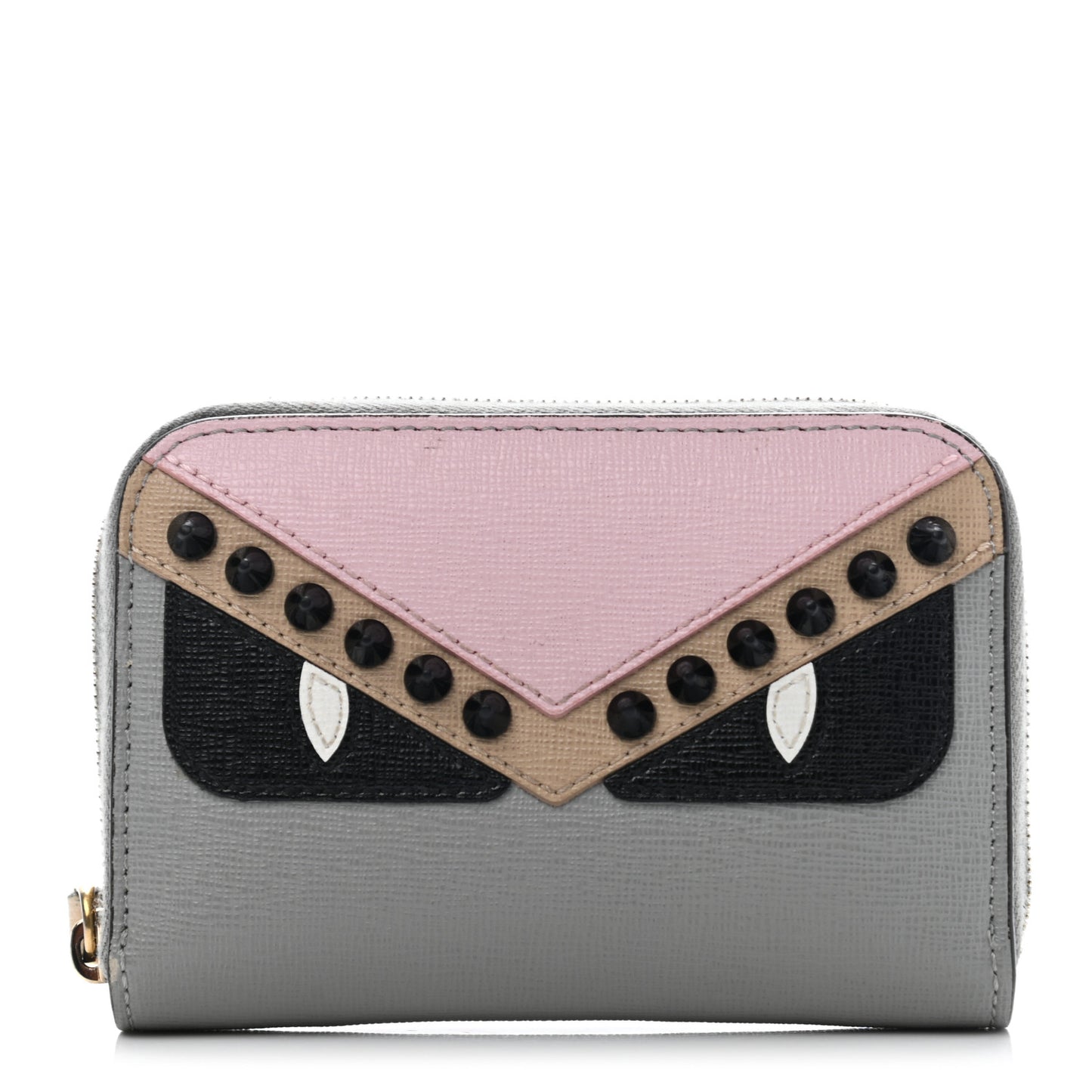 Vitello Elite Monster Eyes Studded Mini Zip Around Wallet Ghiaccio Black Multicolor