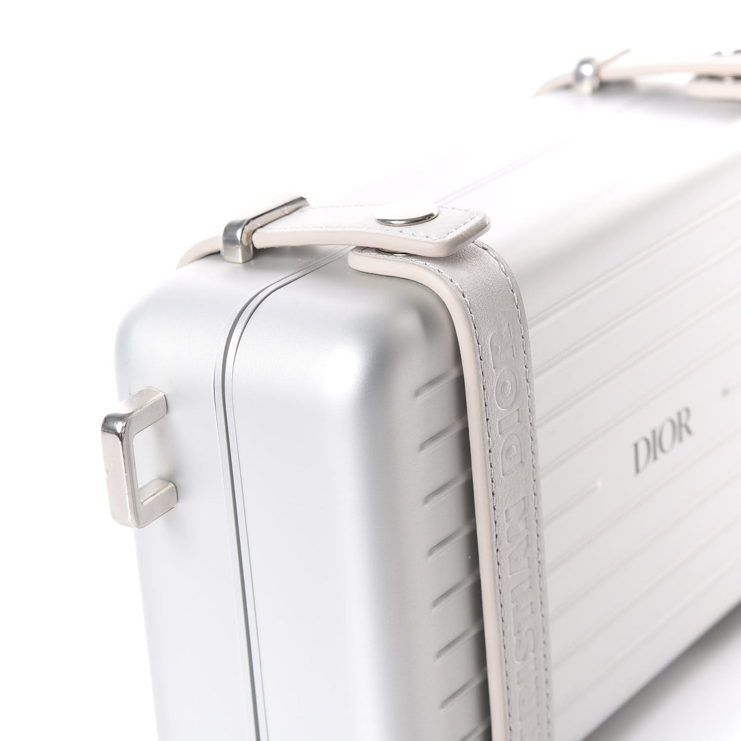 X RIMOWA Aluminum Personal Clutch On Strap Silver