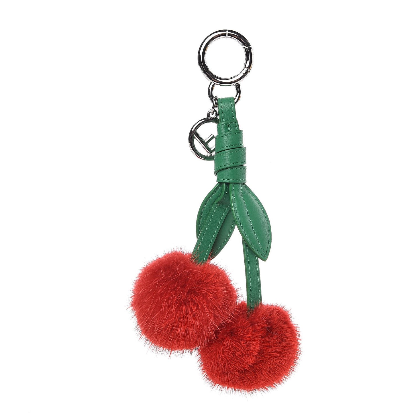 Mink Fur Vitello Dolce F is Fendi Cherry Bag Charm Strawberry Verde Band