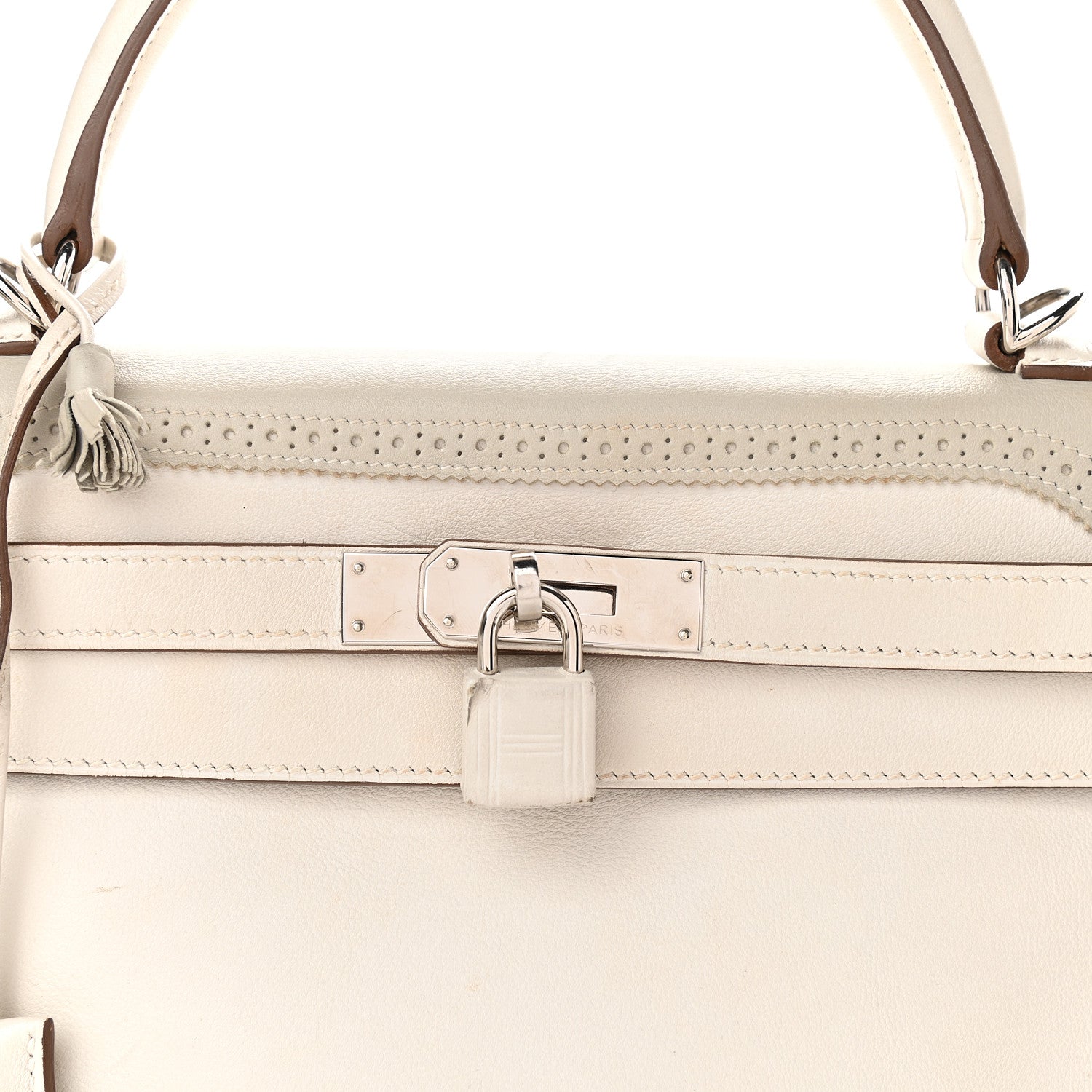 Hermes Swift Ghillies Kelly Retourne 32 White Gris Perle 10 of 17