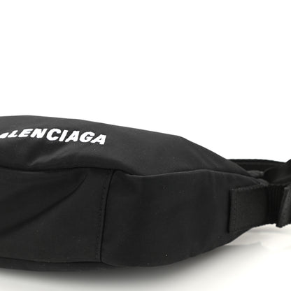 Balenciaga Recycled Sport Nylon Logo Embroidered Wheel Sling Bag Black White 9 of 9