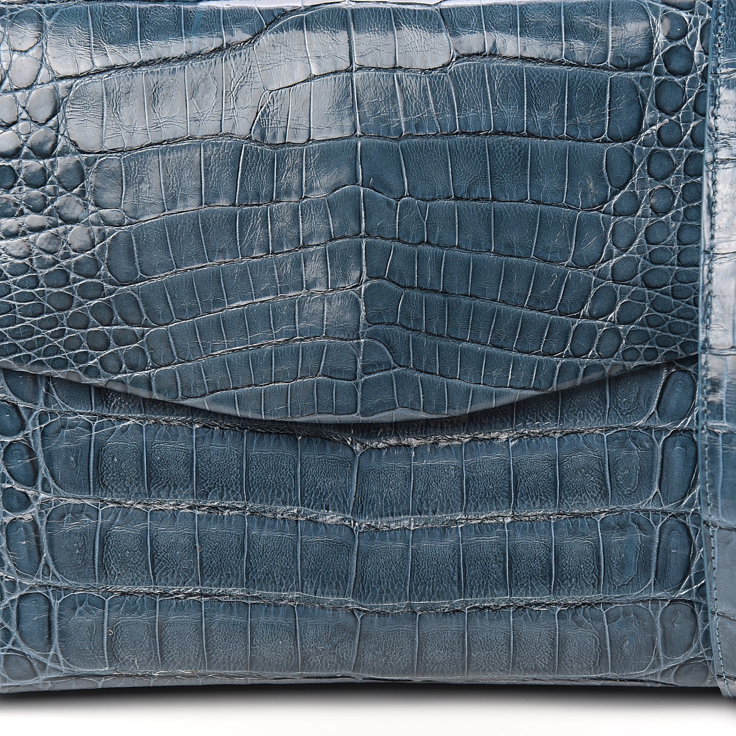 Crocodile Top Handle Shoulder Bag Blue