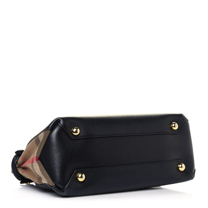 Burberry Calfskin House Check Small Banner Tote Black 3 of 7