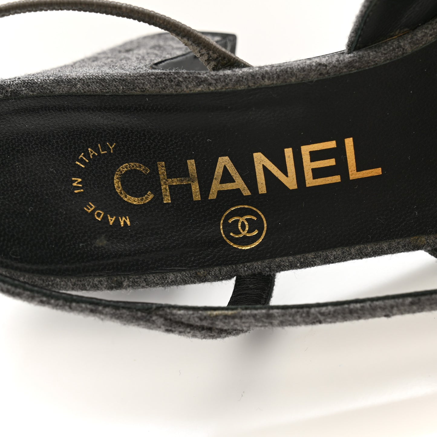 Wool Velvet Cap Toe CC Slingback Pumps 35 Black Grey