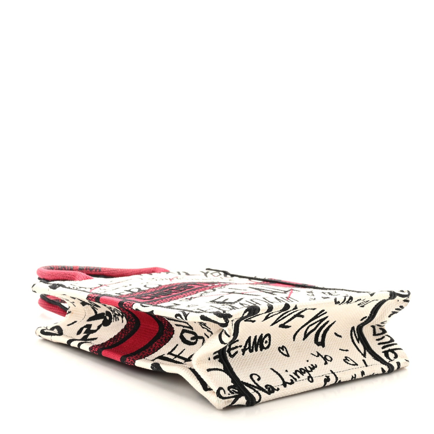 Christian Dior Canvas Embroidered Vertical Dioramour Graffiti Book Tote Latte Multicolor 4 of 9