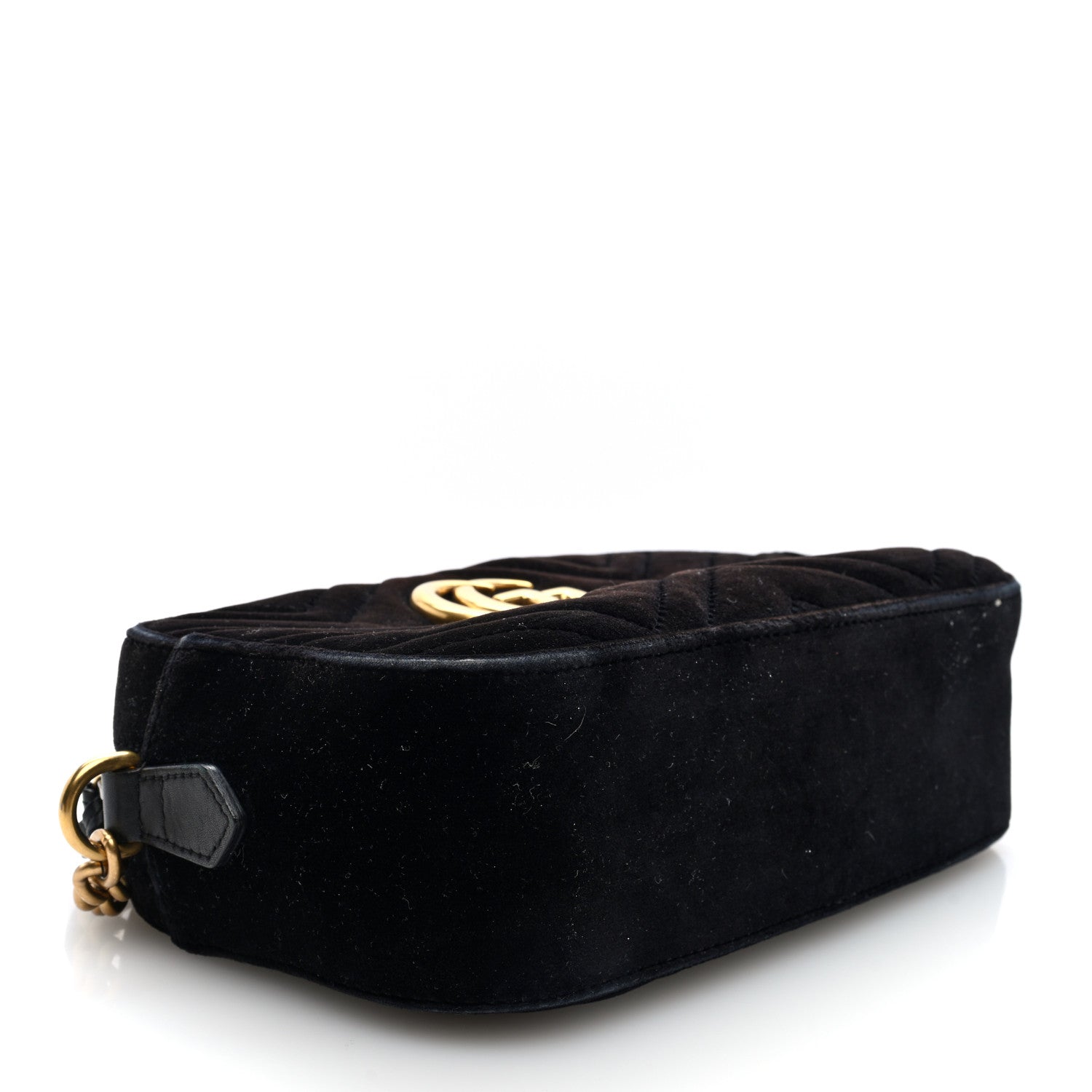 Gucci Velvet Matelasse Small GG Marmont Chain Shoulder Bag Black 4 of 10