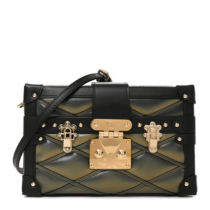 Louis Vuitton Lambskin Malletage Petite Malle Black Beige 1 of 8