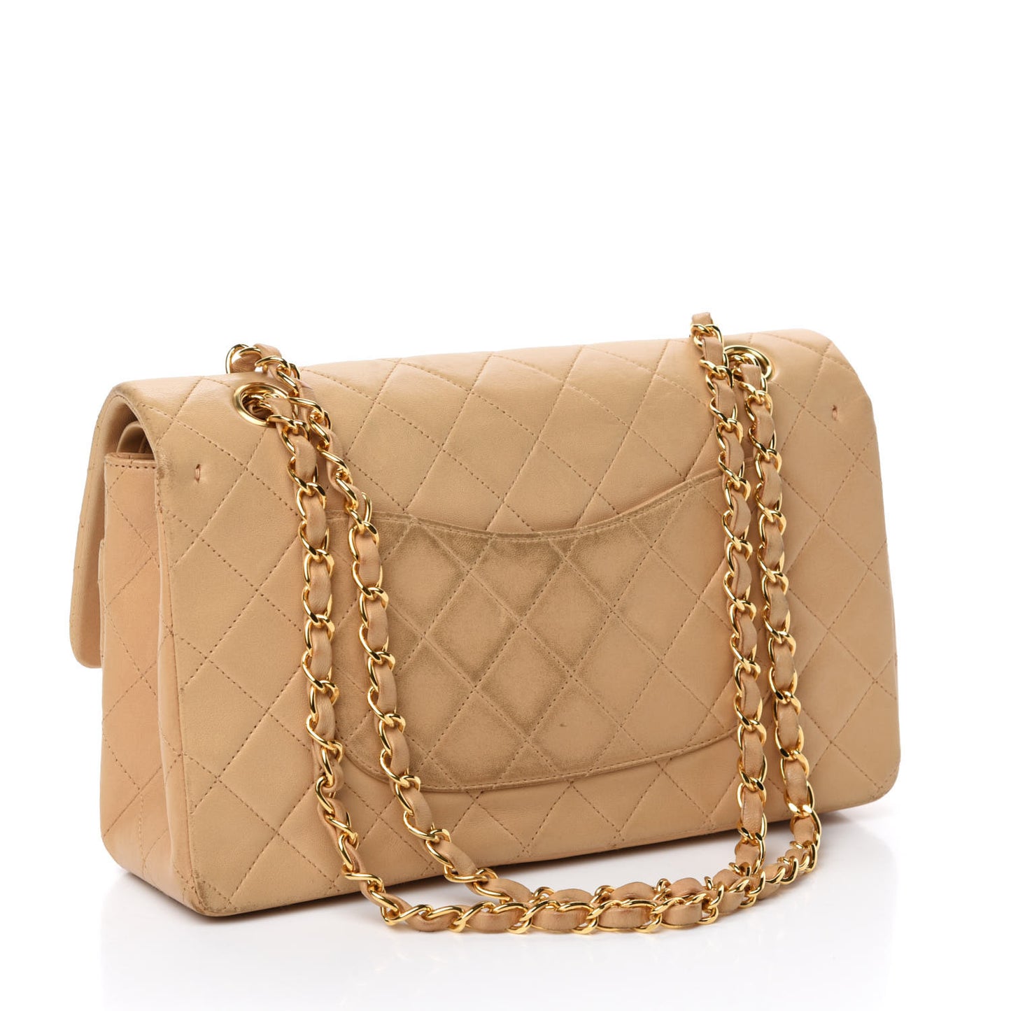 Lambskin Quilted Small Double Flap Beige
