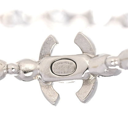 Chanel Metal Crystal CC Hoop Earrings Silver 3 of 5