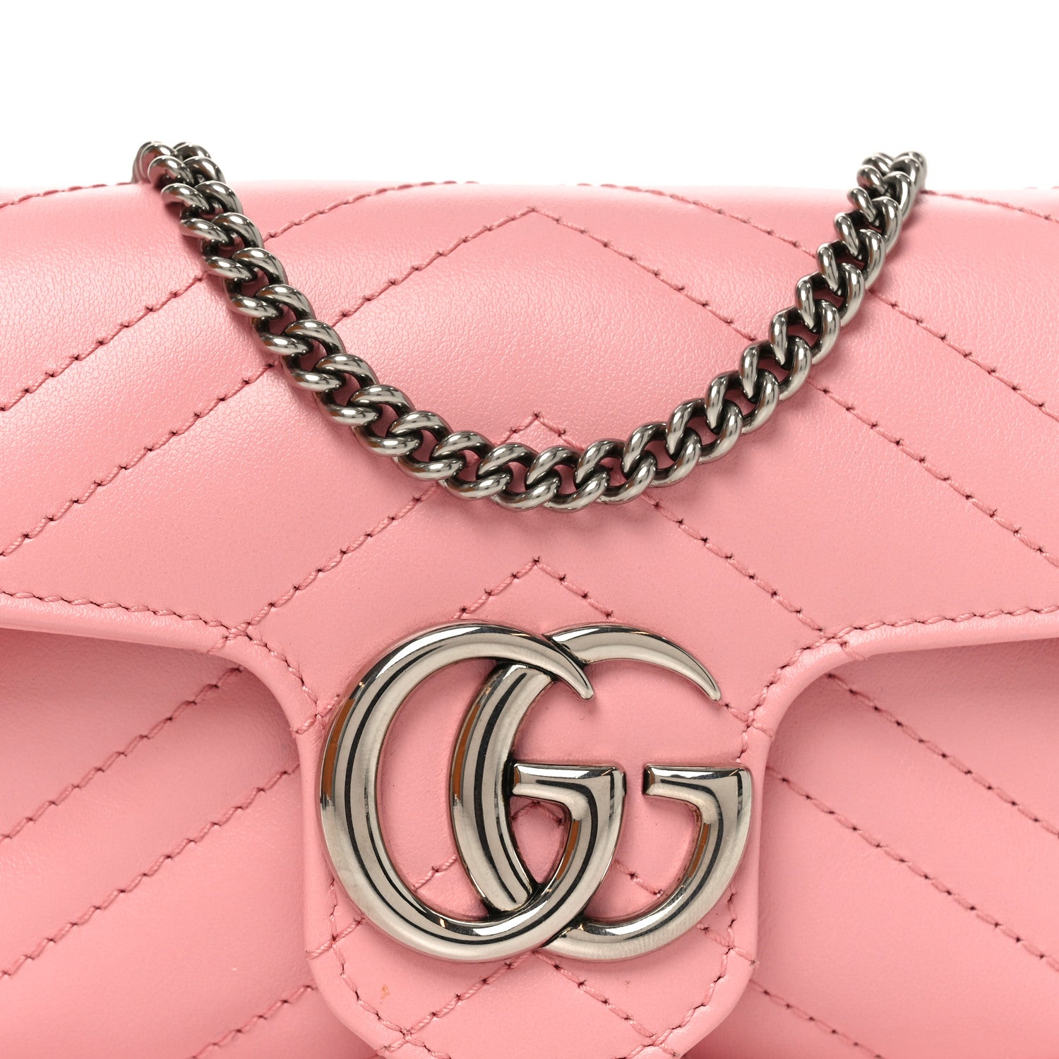 Gucci Calfskin Matelasse Super Mini GG Marmont Shoulder Bag Wild Rose 8 of 11