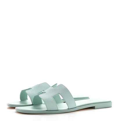 Hermes Epsom Oran Sandals 38 Vert Embrun 3 of 8