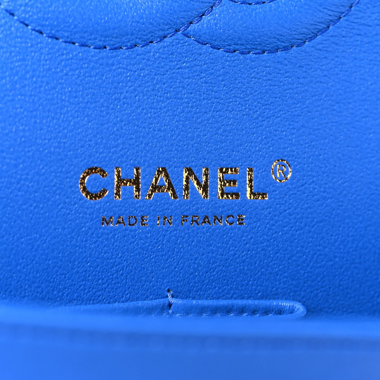 Lambskin Quilted Medium Double Flap Blue