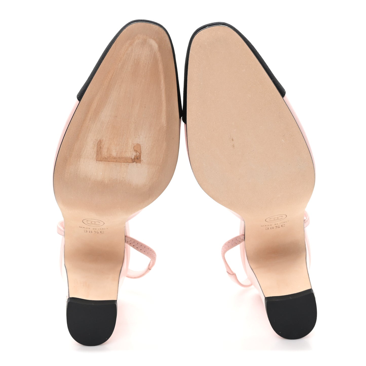 Lambskin Grosgrain Cap Toe CC Slingback Pumps 38.5 Light Pink Black