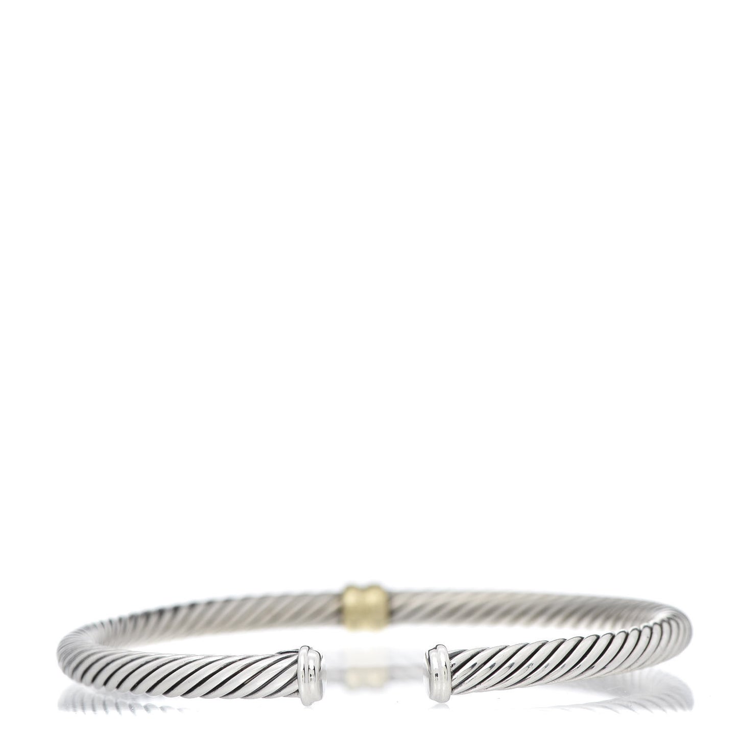 Sterling Silver 18K Yellow Gold 4mm Station Cable Bracelet