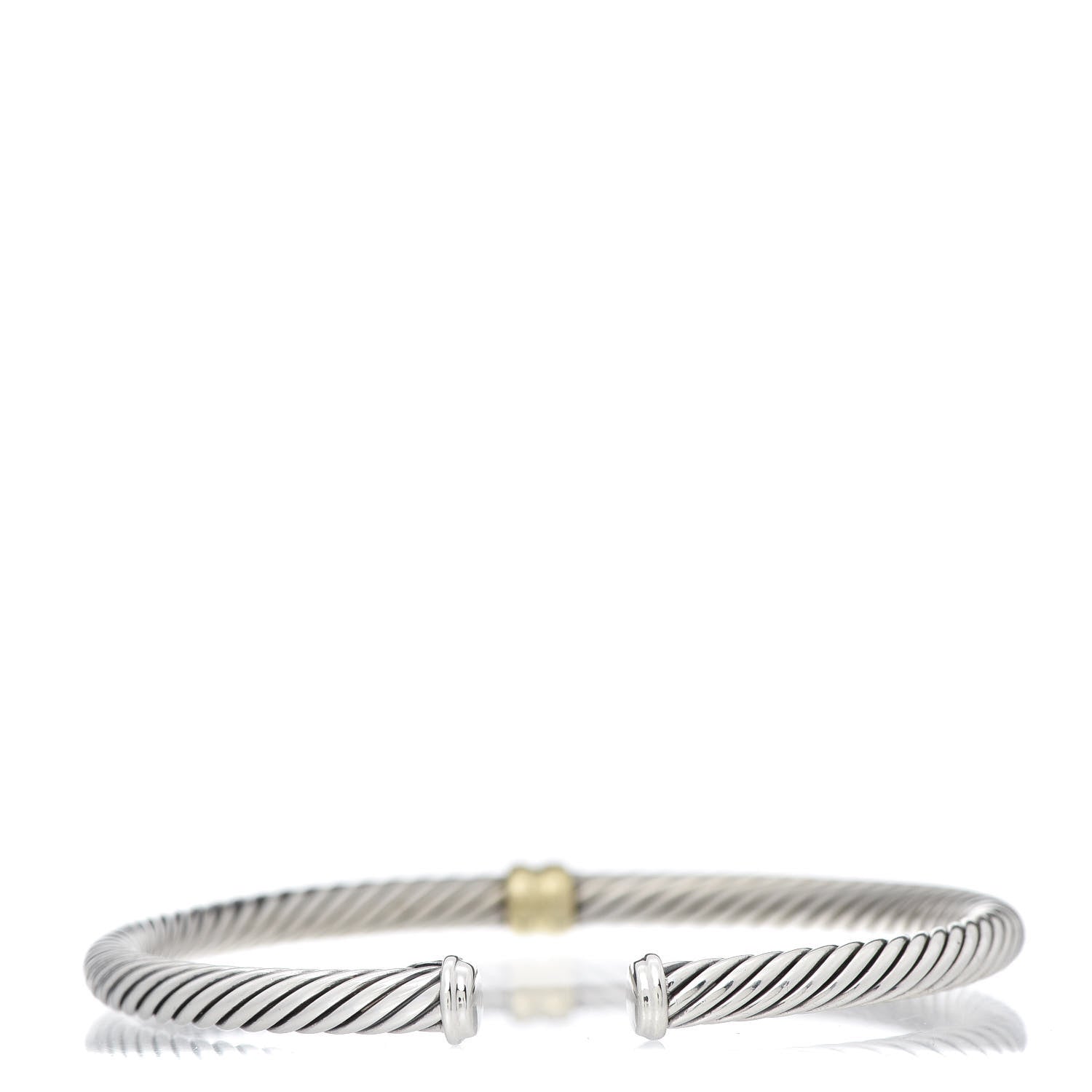David Yurman Sterling Silver 18K Yellow Gold 4mm Station Cable Bracelet 3 of 4