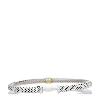 David Yurman Sterling Silver 18K Yellow Gold 4mm Station Cable Bracelet 3 of 4
