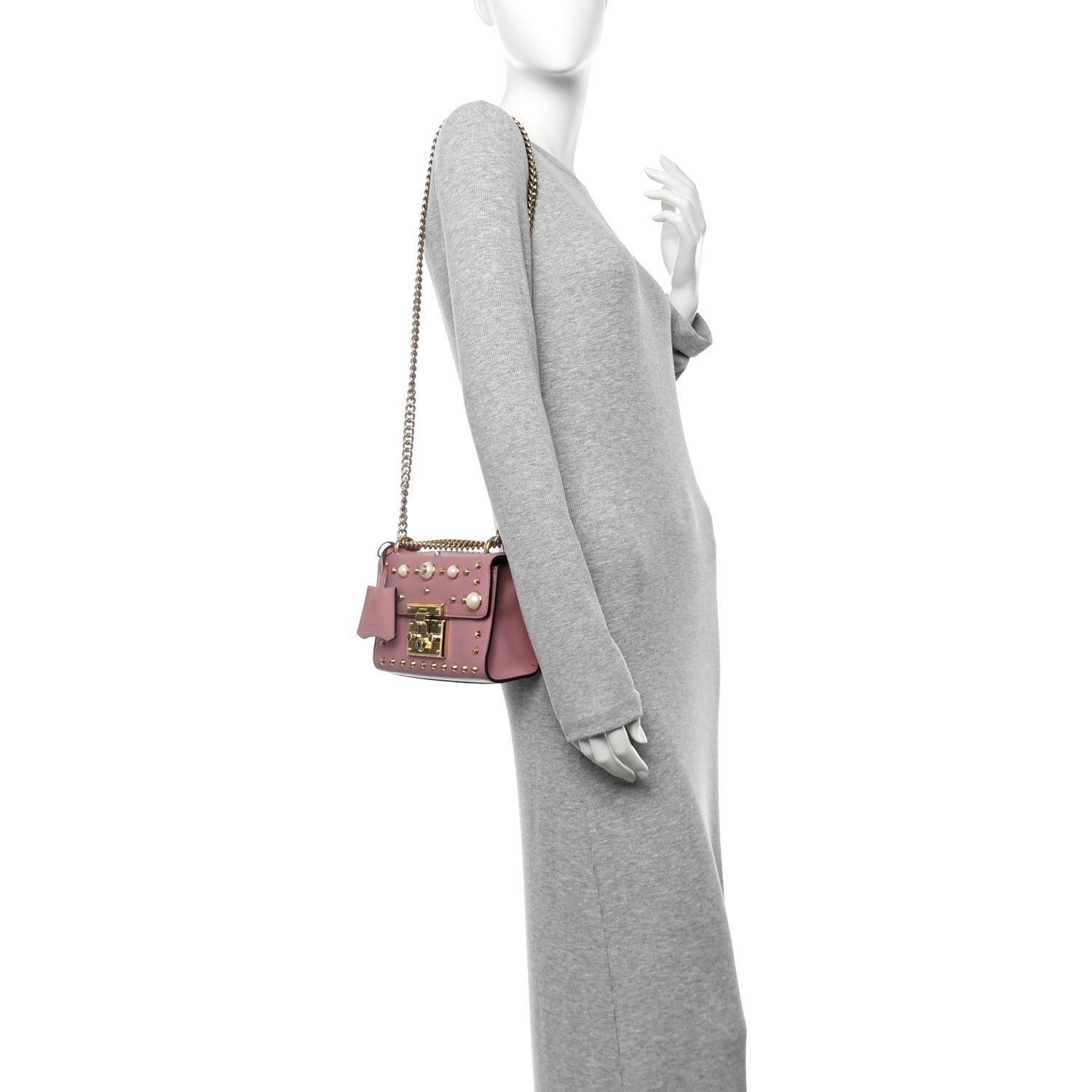 Gucci Calfskin Studded Small Padlock Shoulder Bag Carmine Rose 2 of 12