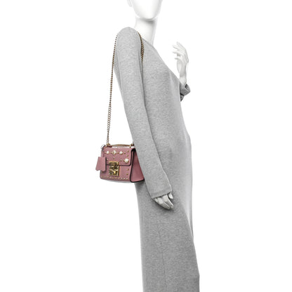 Gucci Calfskin Studded Small Padlock Shoulder Bag Carmine Rose 2 of 12