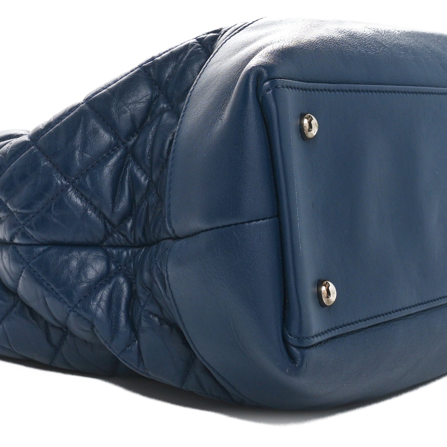 Aged Calfskin Quilted Be CC Tote Blue