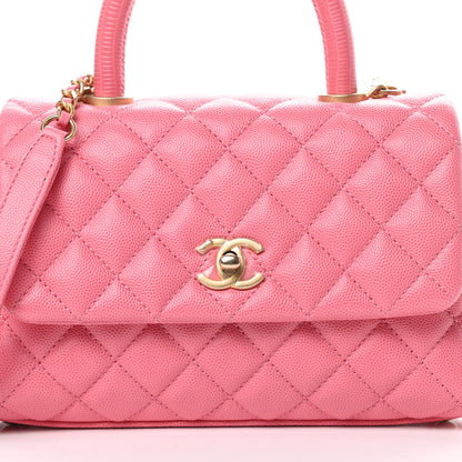 Chanel Caviar Quilted Mini Coco Handle Flap Dark Pink 8 of 11
