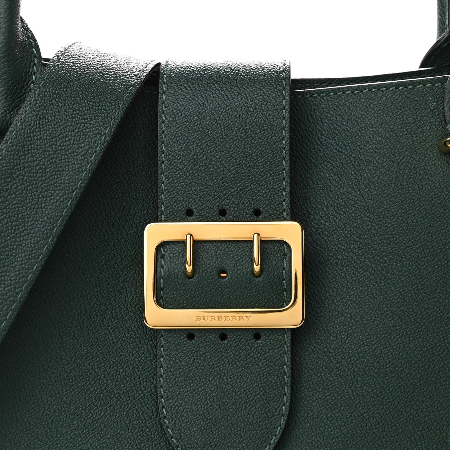 Soft Grain Calfskin Medium Buckle Tote Dark Green