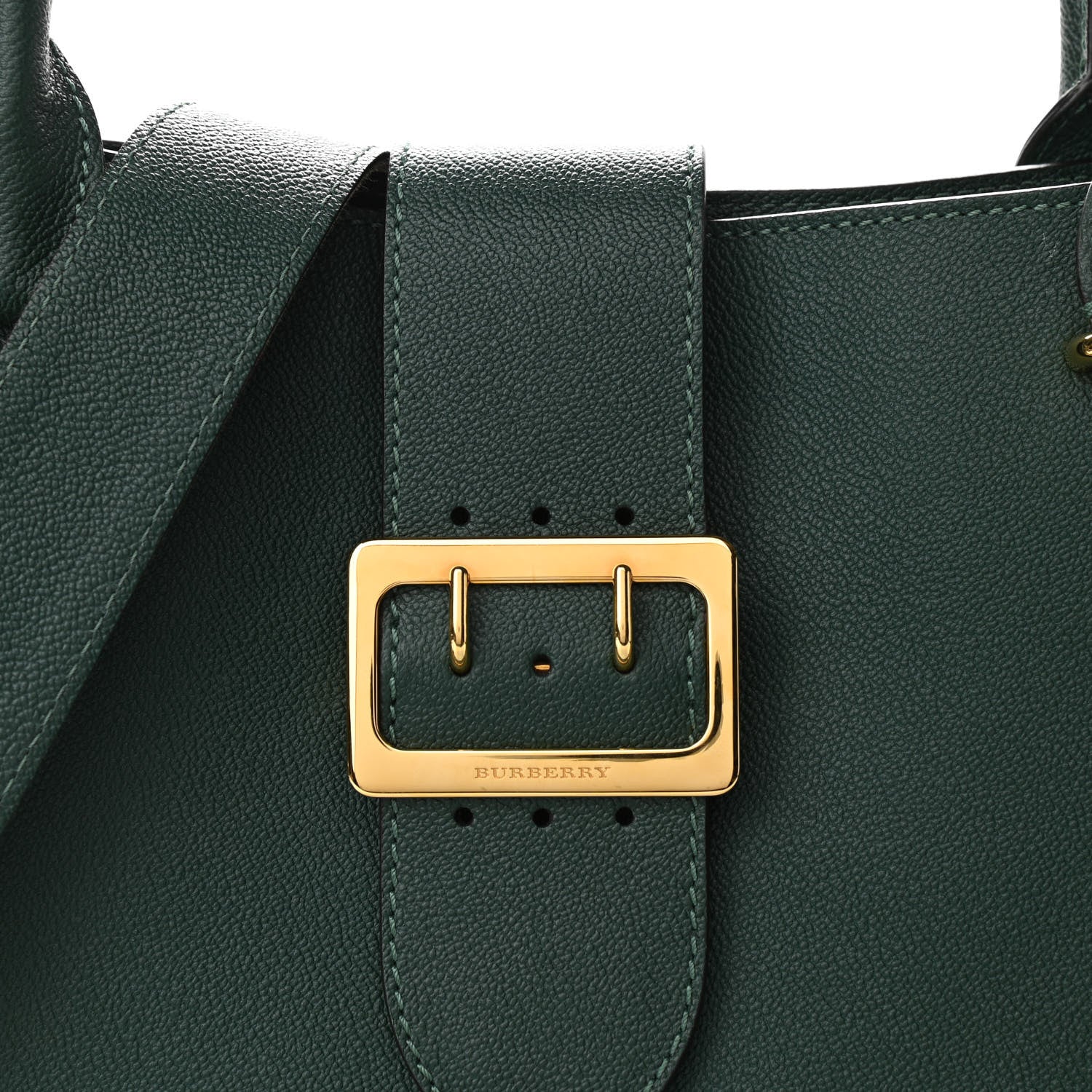 Burberry Soft Grain Calfskin Medium Buckle Tote Dark Green 8 of 11