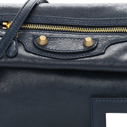 Balenciaga Agneau Giant 12 Gold Hardware Envelope Strap Clutch Bleu Obscur 8 of 11