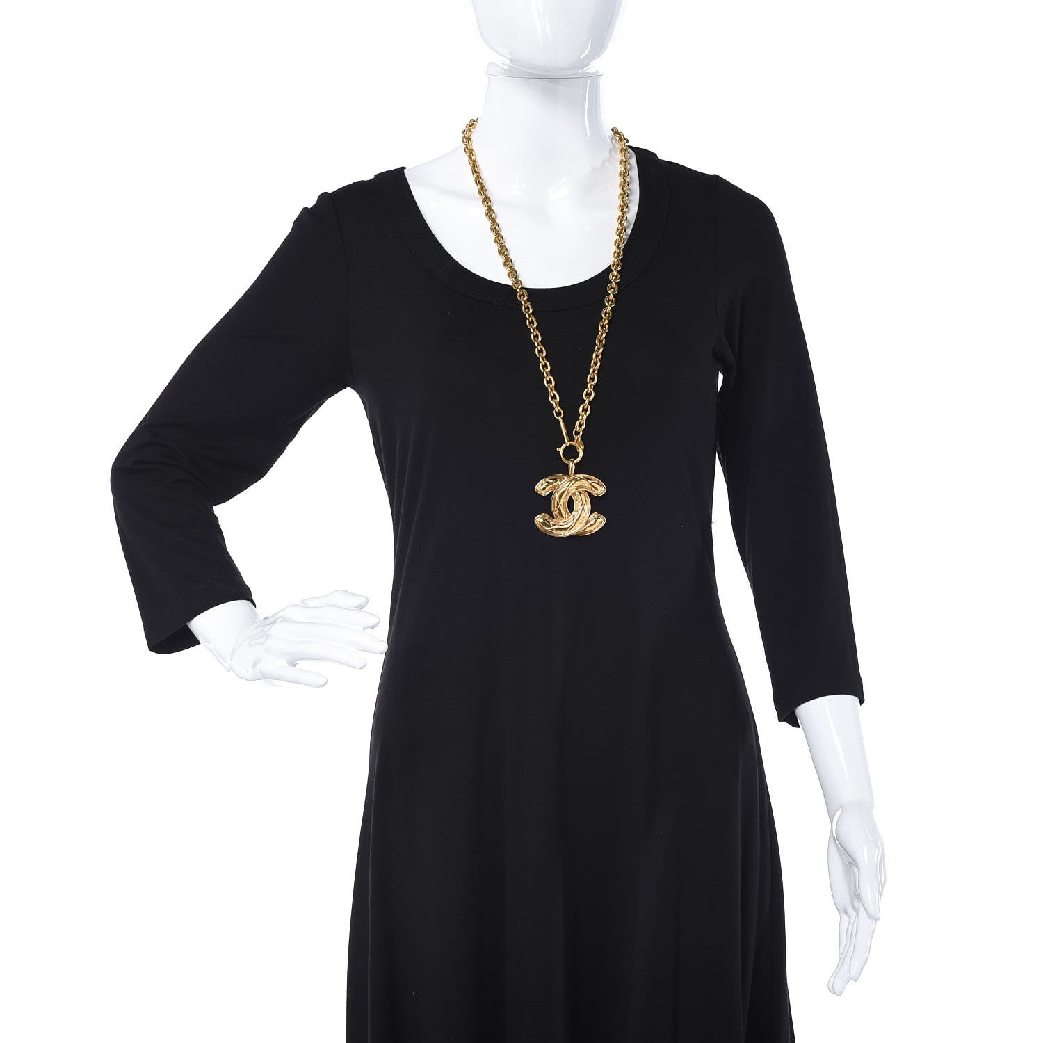 Chanel Quilted Large CC Long Necklace Gold 2 of 6