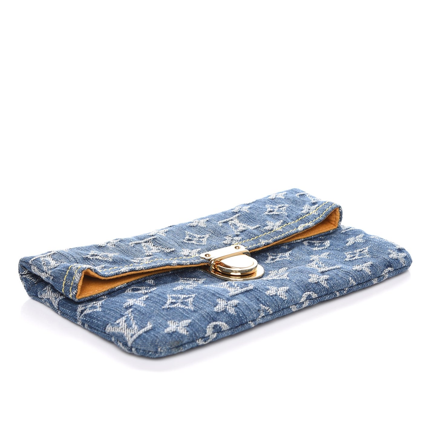 Monogram Denim Pochette Plat Clutch Blue
