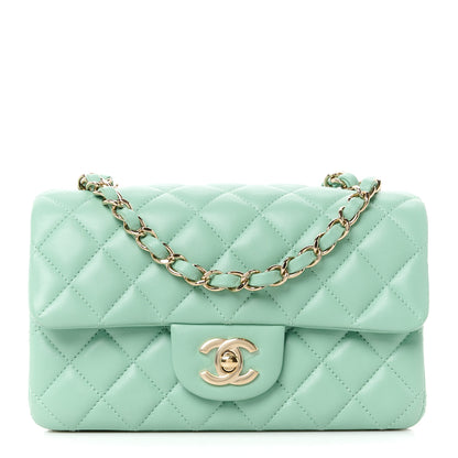 Chanel Lambskin Quilted Mini Rectangular Flap Light Green 1 of 11