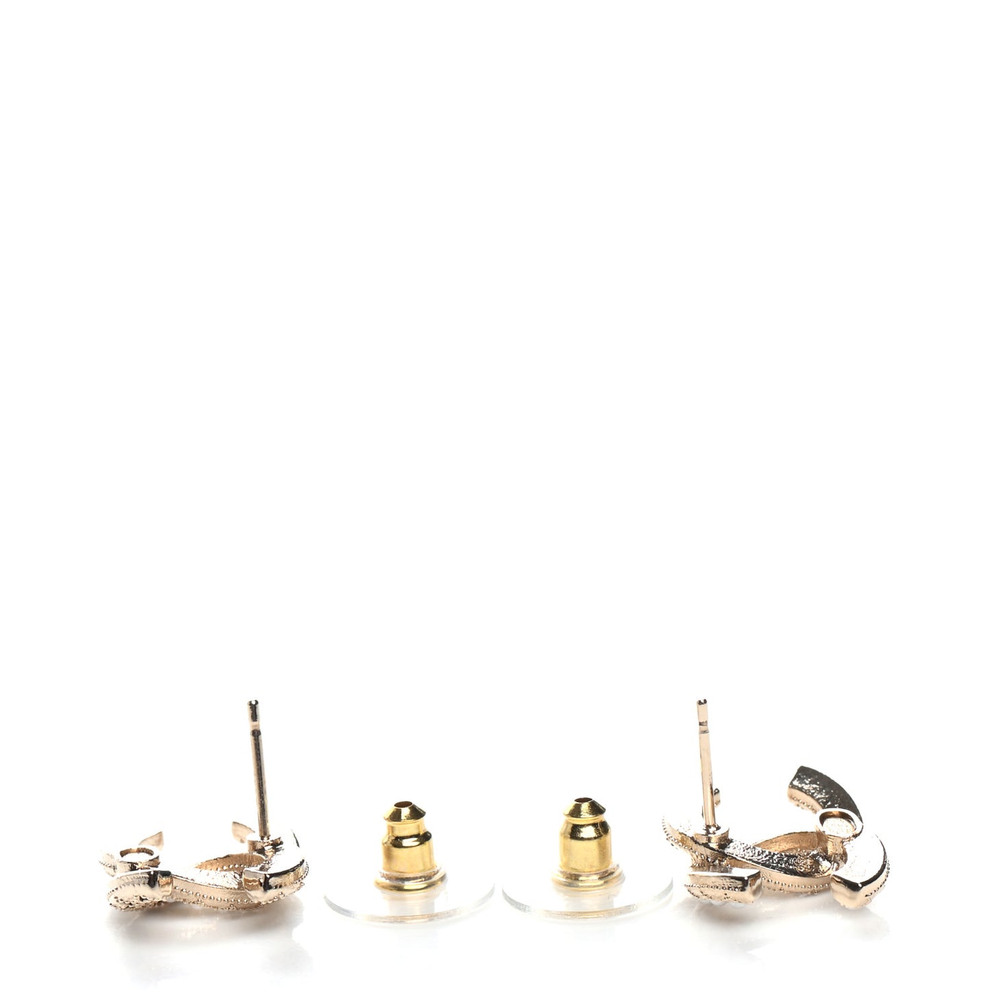 Resin Pearl CC Earrings Gold Black
