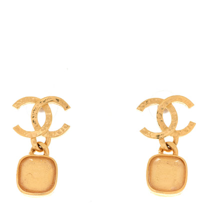 Chanel Metal Natural Stones CC Drop Earrings Gold 1 of 4
