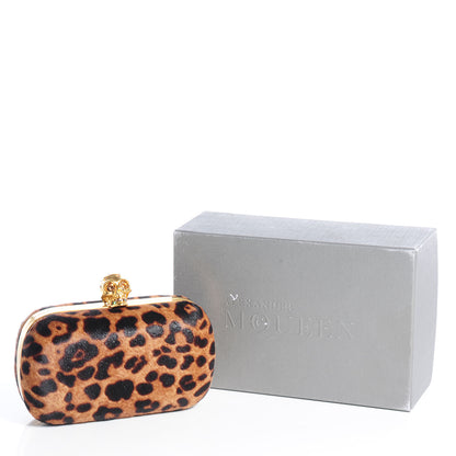 Alexander McQueen Leopard Print Calf Hair Skull Box Clutch 5 of 8