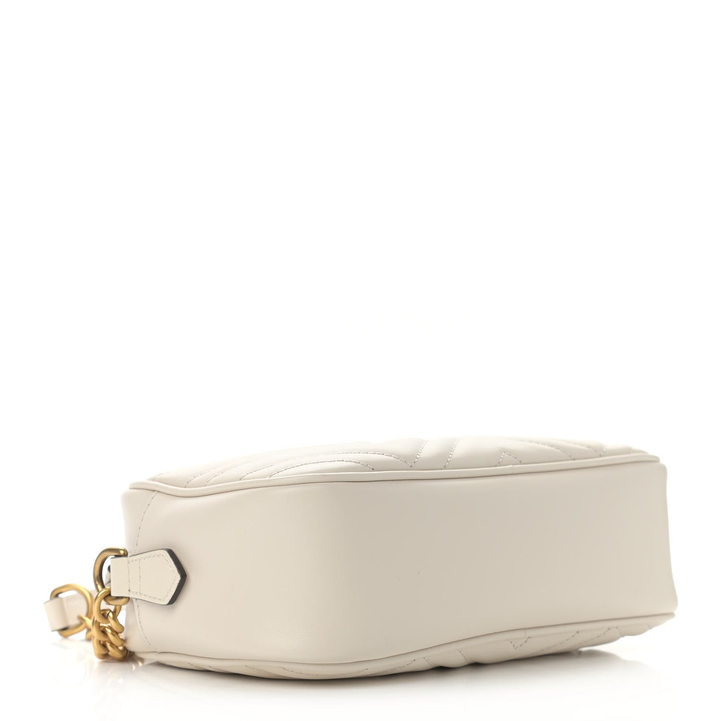 Calfskin Matelasse Small GG Marmont Chain Shoulder Bag White