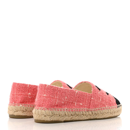 Chanel Tweed Grosgrain CC Espadrilles 38 Pink Black 4 of 10