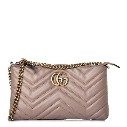Gucci Calfskin Matelasse Mini GG Marmont Chain Bag Porcelain Rose 1 of 8